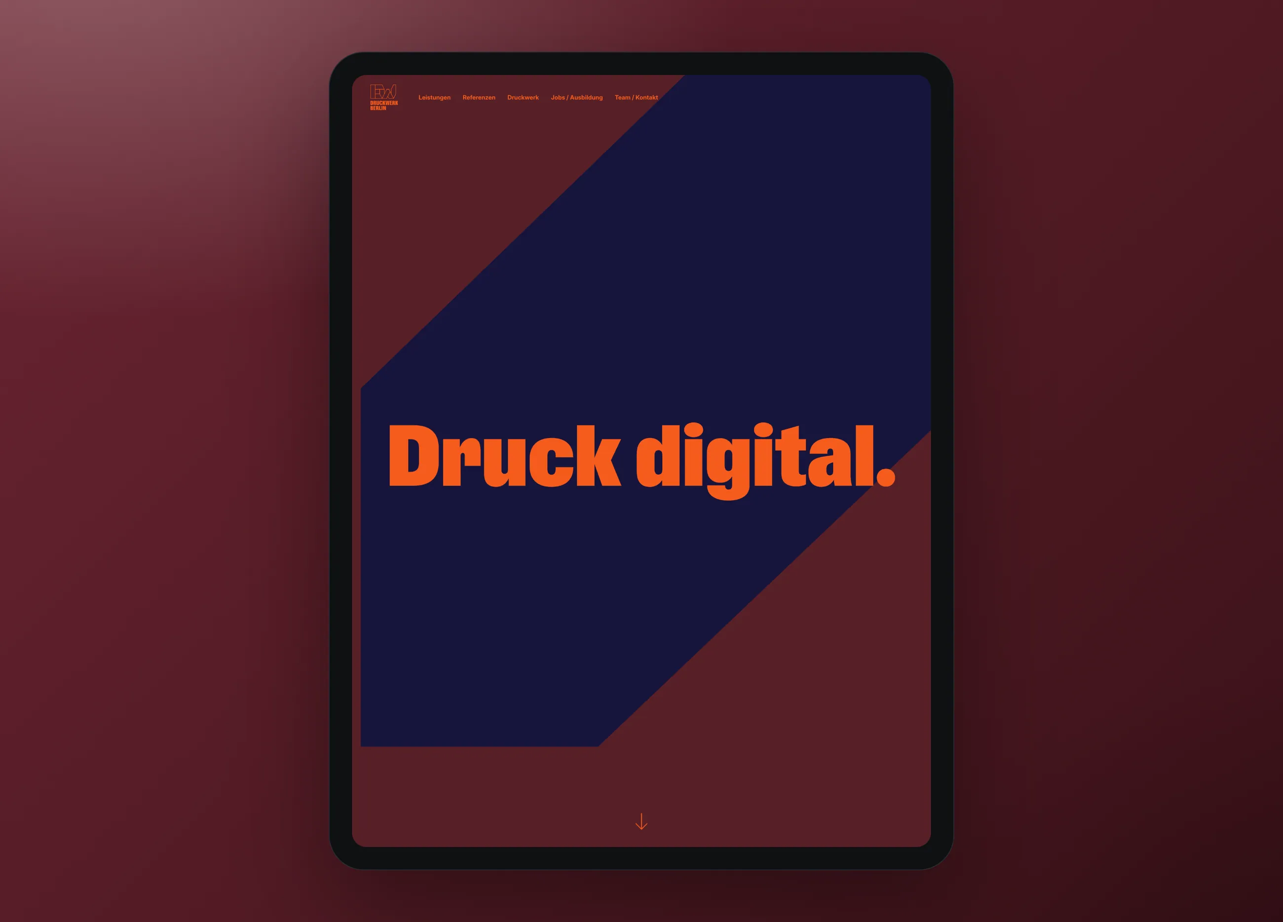 Druckwerk Berlin digital print shop website, tablet view