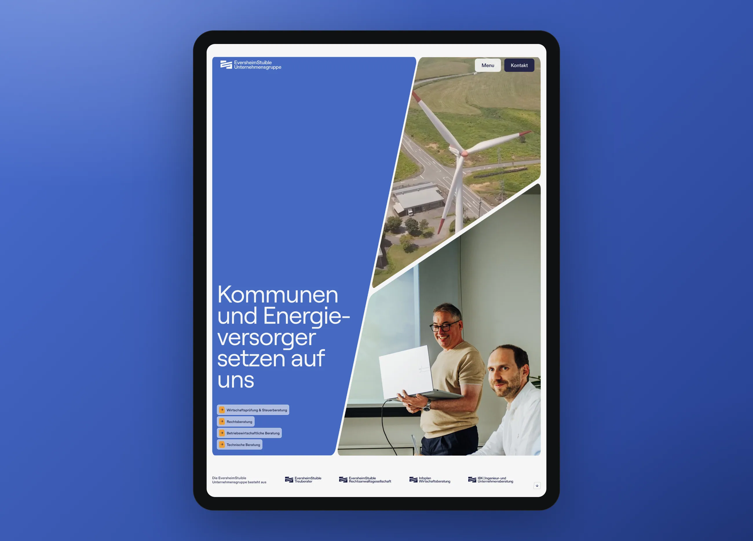 EversheimStuible consulting group website, tablet view