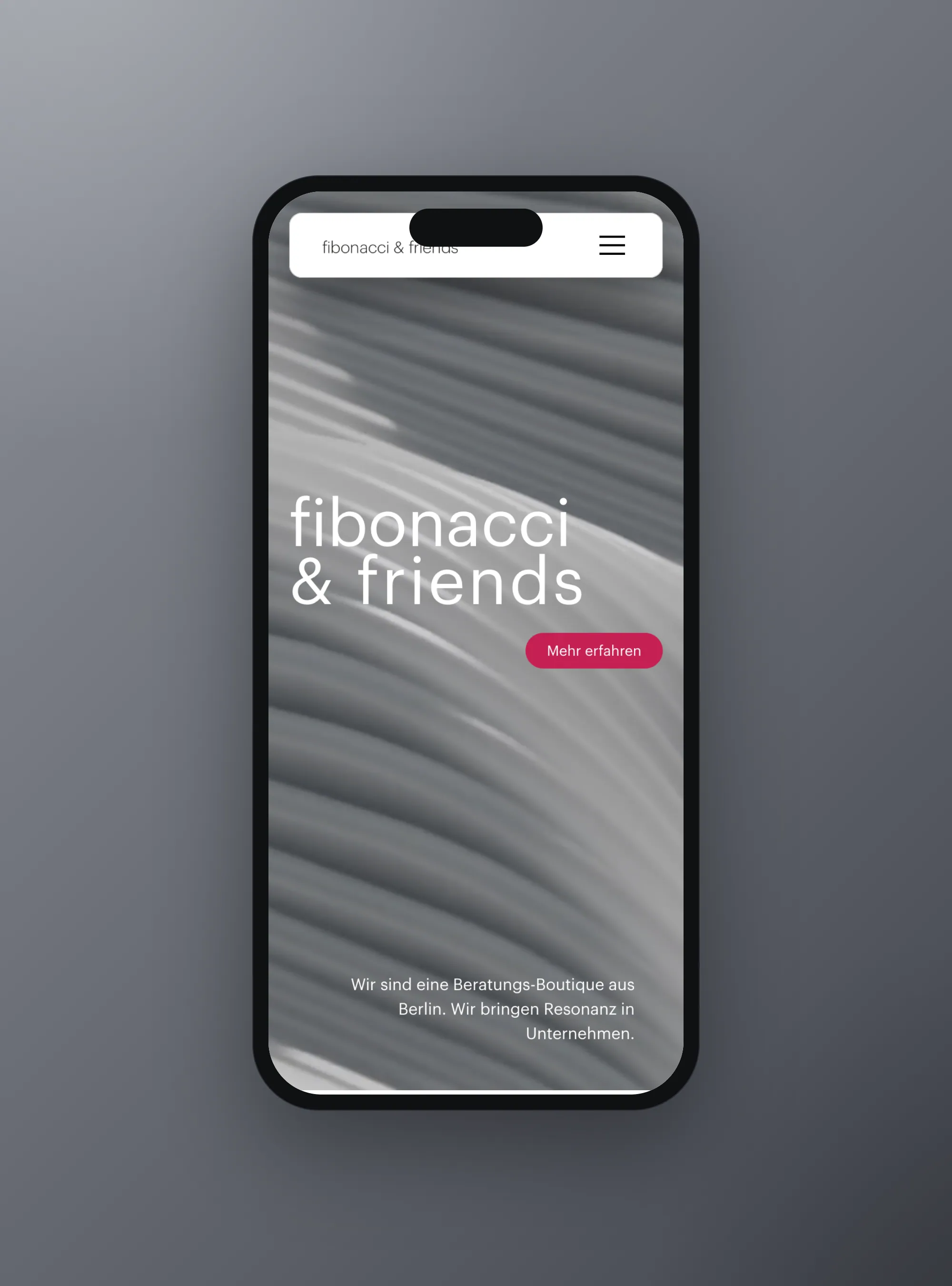 fibonacci and friends consulting boutique website, mobile view