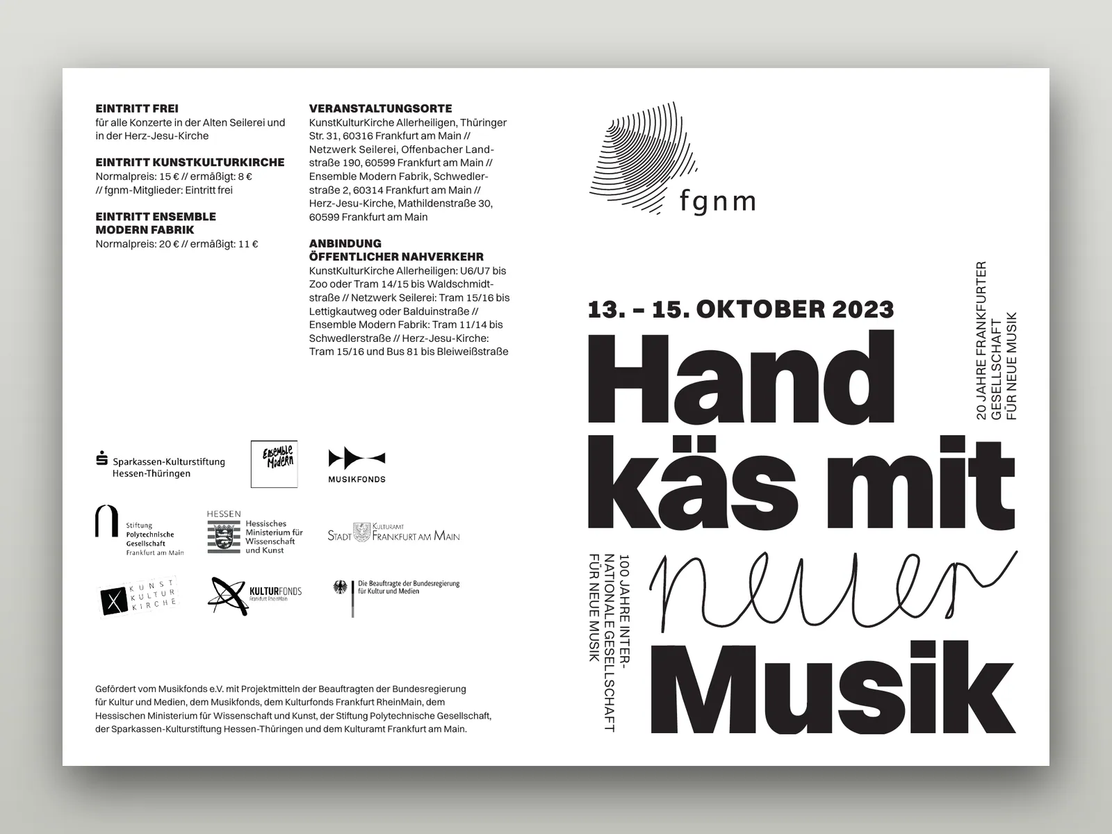Festival Handkäs mit neuer Musik, Programmheft Titelseite